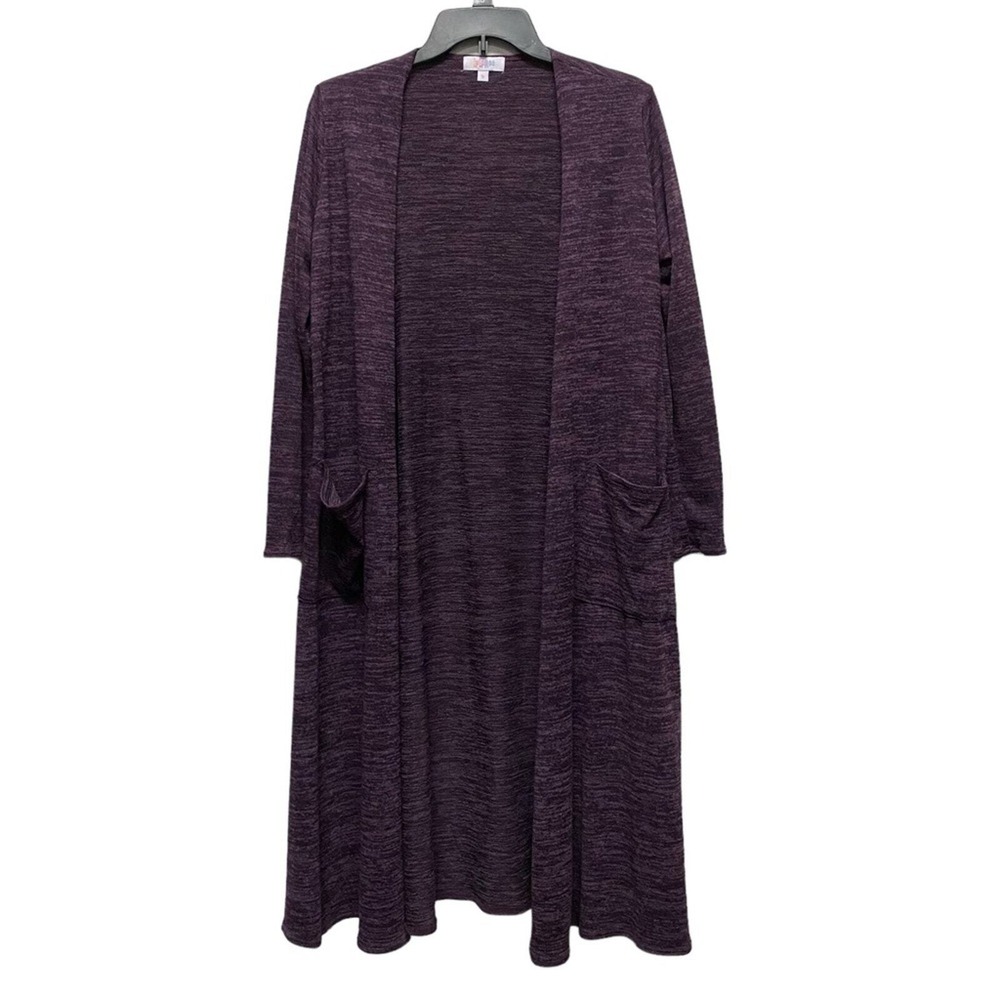 Lularoe Women's Medium Purple Open Cardigan Duster Pocket Loose Fit